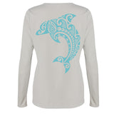 Women's Leaping Dolphin L/S Performance Tee in Sport Silver - Hook Tribe