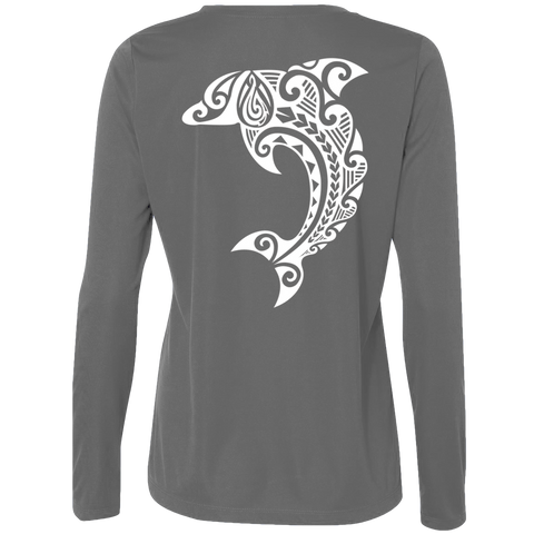 Women's Leaping Dolphin L/S Performance Tee - Hook Tribe