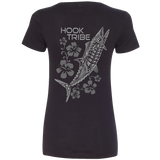 Women's Kingfish & Flowers V-Neck Tee - Hook Tribe