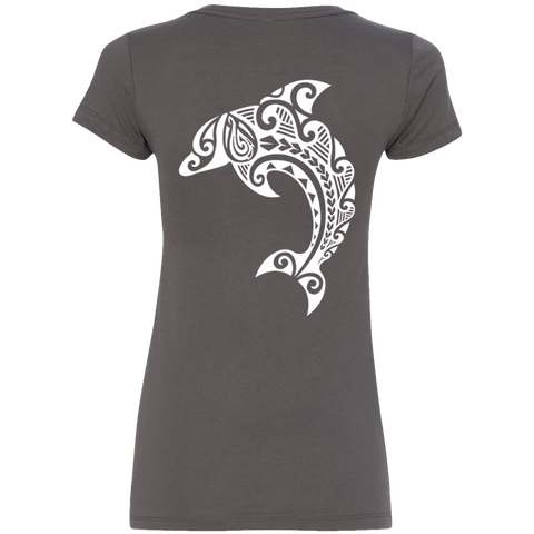 Women's Leaping Dolphin V-Neck Tee - Hook Tribe