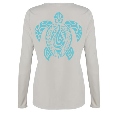 Women's Honu L/S Performance Tee in Sport Silver - Hook Tribe